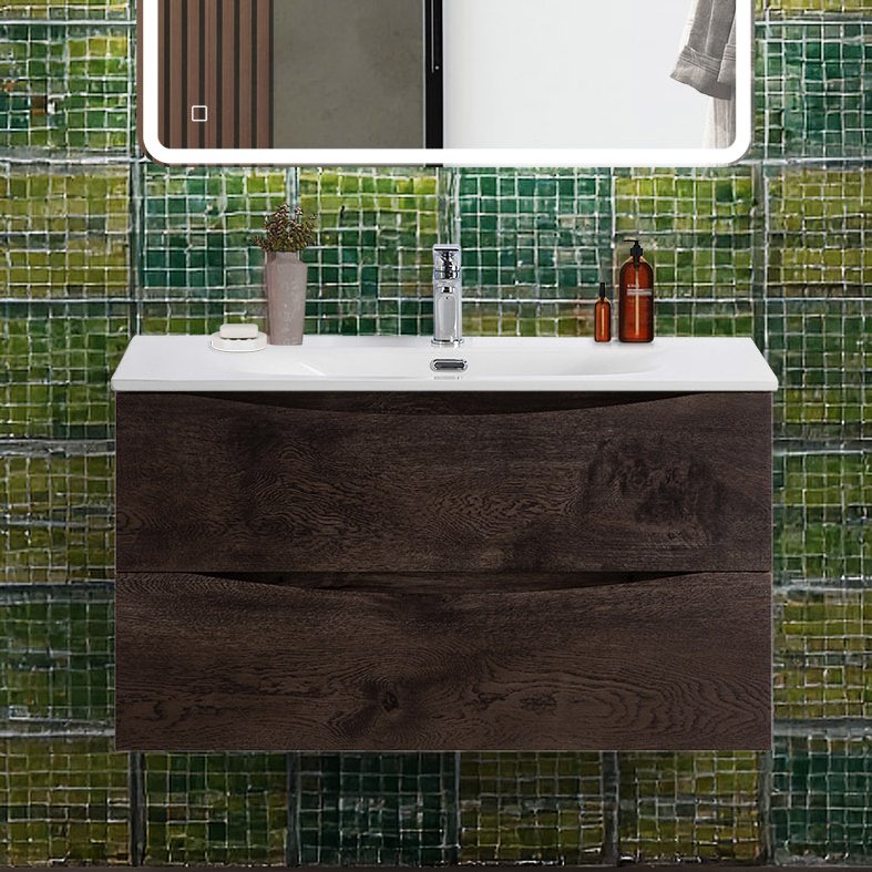 Тумба под раковину без столешницы BelBagno Marino-cer-n 90 подвесная, rovere nature grigio