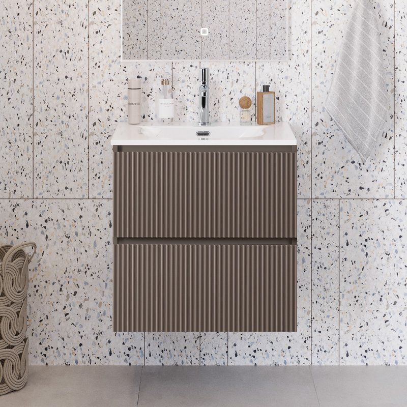 Тумба под раковину без столешницы BelBagno Uno-mini 50 подвесная, 2 ящика, матовая бежевая