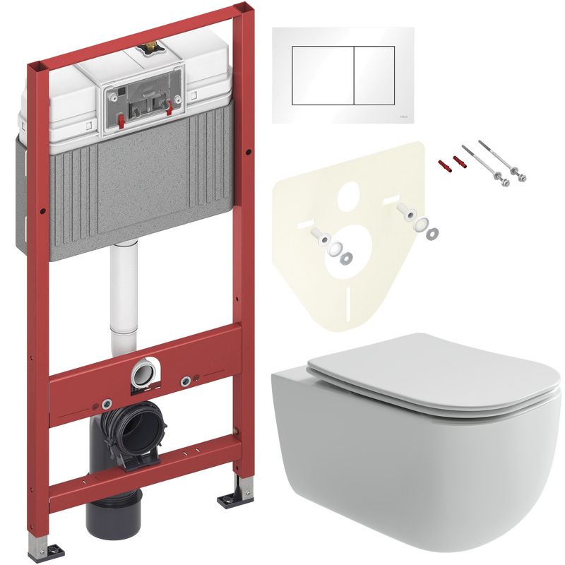 Комплект 2 в 1 Унитаз подвесной Ceramicanova Noel CN3013 + Инсталляция с кнопкой TECE Base 9400413