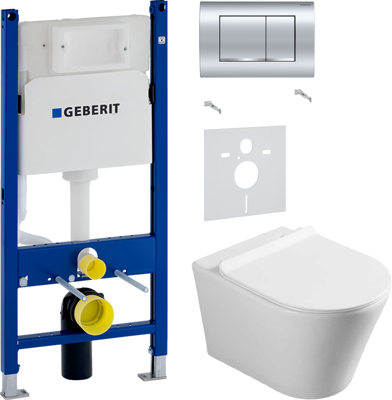 Комплект 3 в 1 Унитаз подвесной Vincea Vito VT1-23 + Звукоизоляция Geberit 156.050.00.1 + Инсталляция с кнопкой Duofix Delta 458.163.21.1