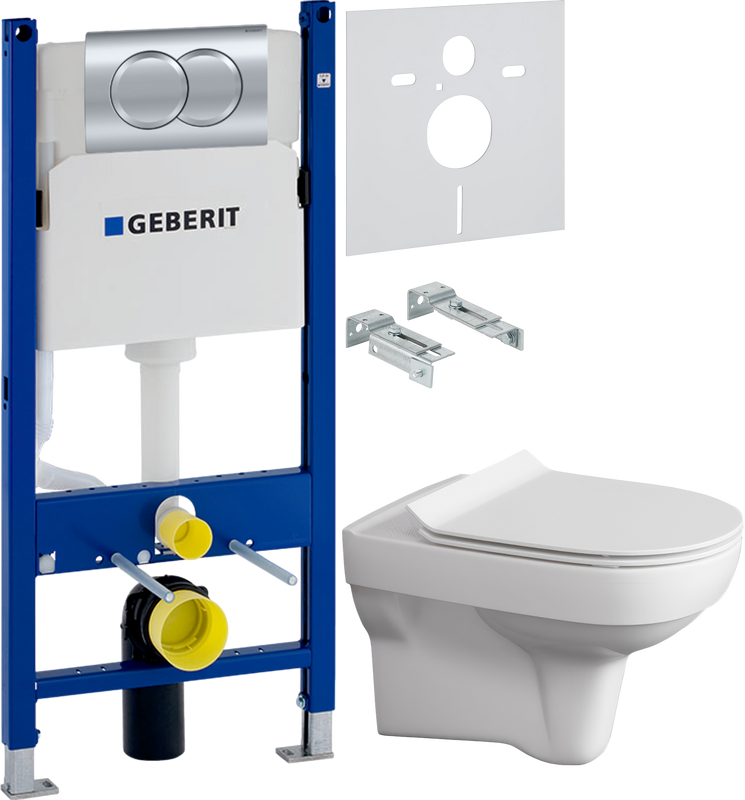 Комплект 3 в 1 Унитаз подвесной Cersanit City Clean On DPL EO + Инсталляция с кнопкой Geberit Duofix Delta 458.149.21.1 + Звукоизоляция 156.050.00.1