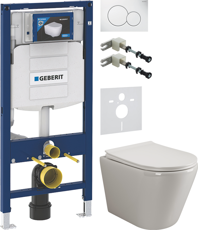 Комплект 5 в 1 Унитаз подвесной Ceramicanova Highlight Rimless CN1804 + Крепления Geberit Duofix 111.815.00.1 к стене + Звукоизоляция 156.050.00.1 + Инсталляция UP 320 111.300.00.5 + Кнопка Sigma 01 115.770.11.5