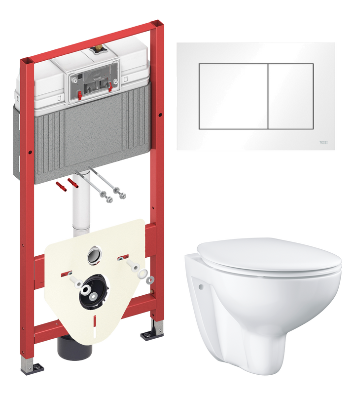 Комплект 2 в 1 Унитаз подвесной Grohe Bau Ceramic 39351000 + Инсталляция с кнопкой TECE Base 9400413