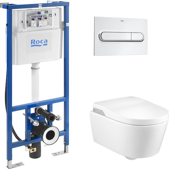 Комплект 3 в 1 Умный унитаз Roca Inspira in-wash + Инсталляция Duplo Smart 890090800 + Кнопка PL1 Dual