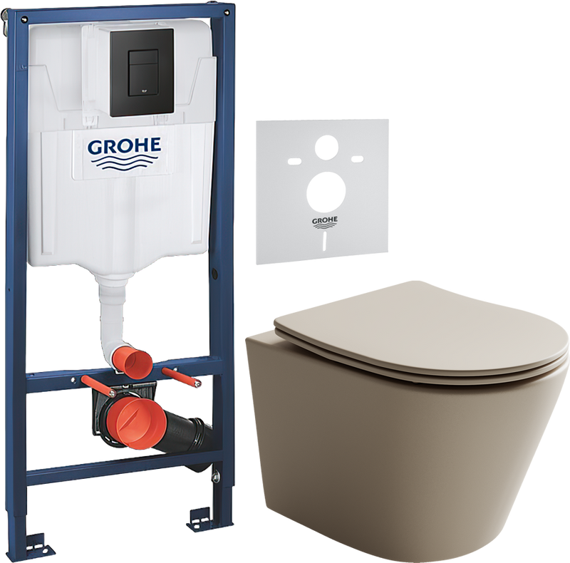 Комплект 3 в 1 Унитаз подвесной Ceramicanova Balearica Rimless CN6000MC + Звукоизоляция Grohe 37131000 + Инсталляция с кнопкой Solido 38811KF0