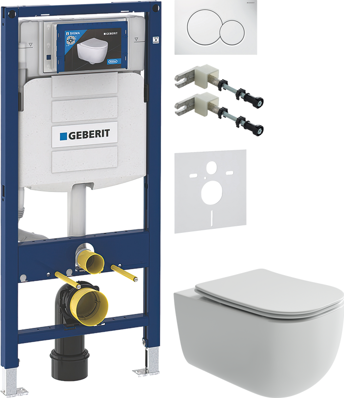 Комплект 5 в 1 Унитаз подвесной Ceramicanova Noel CN3013 + Крепления Geberit Duofix 111.815.00.1 к стене + Звукоизоляция 156.050.00.1 + Инсталляция UP 320 111.300.00.5 + Кнопка Sigma 01 115.770.11.5