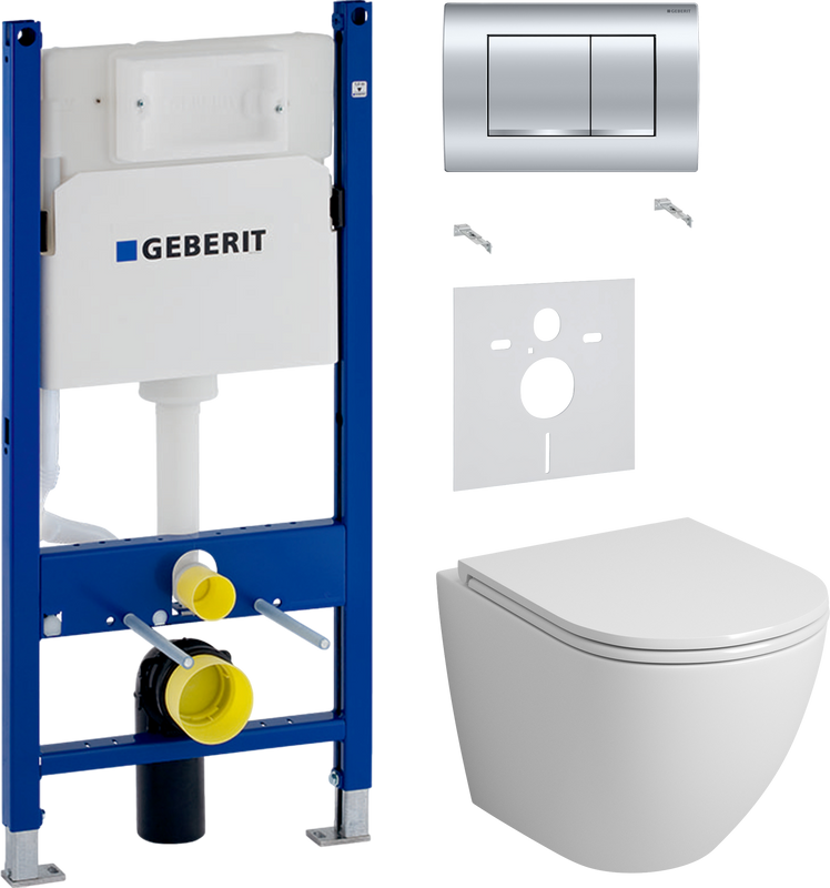 Комплект 3 в 1 Унитаз подвесной Grossman GR-4455S + Звукоизоляция Geberit 156.050.00.1 + Инсталляция с кнопкой Duofix Delta 458.163.21.1