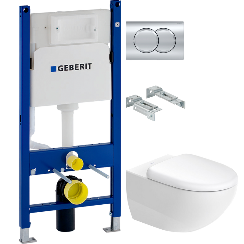 Комплект 2 в 1 Унитаз подвесной Duravit Architec 45720900A1 + Инсталляция с кнопкой Geberit Duofix Delta 458.124.21.1
