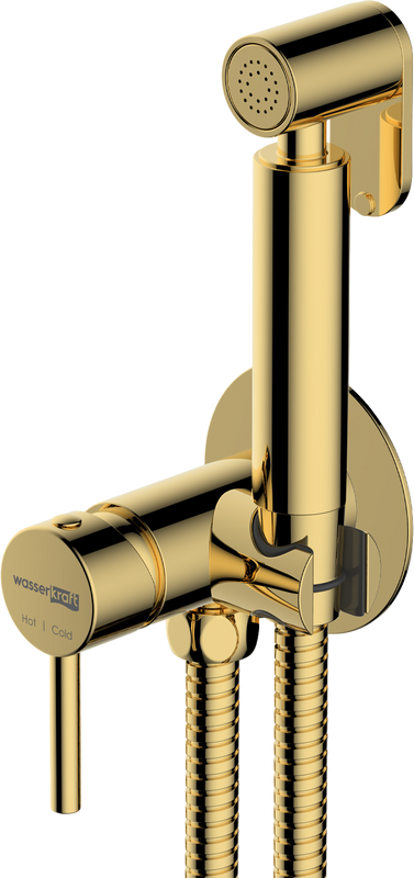 Гигиенический душ Wasserkraft Sauer A70738, со смесителем, С ВНУТРЕННЕЙ ЧАСТЬЮ, глянцевое золото PVD
