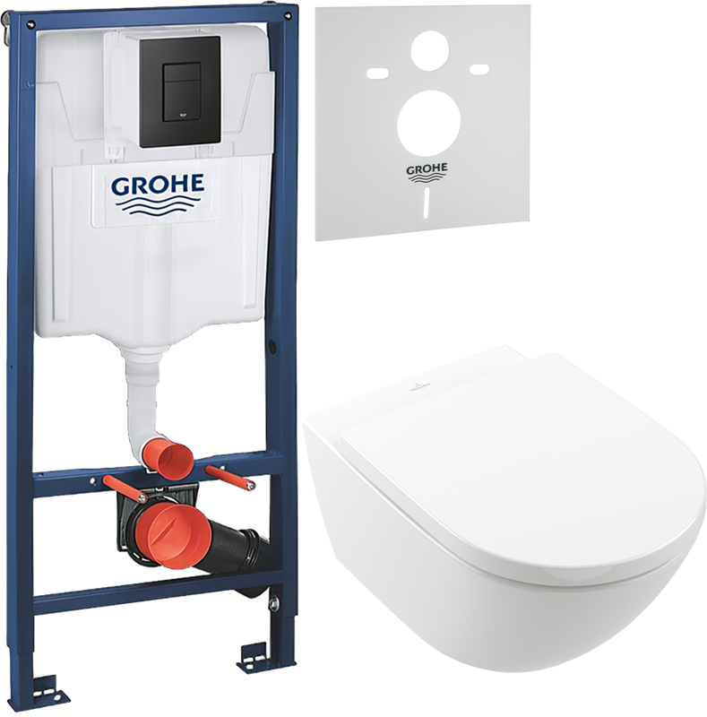Комплект 3 в 1 Унитаз подвесной Villeroy & Boch Subway 3.0 4670TS01 + Инсталляция с кнопкой Grohe Solido 38811KF0 + Звукоизоляция 37131000