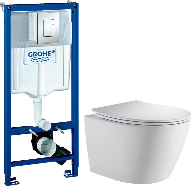 Комплект 2 в 1 Унитаз подвесной Orange C07 C07-150W + Инсталляция с кнопкой Grohe Rapid SL 38772001