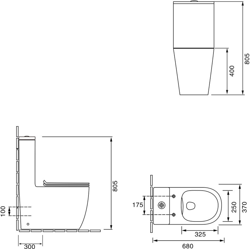Унитаз-моноблок напольный SantiLine SL-5011SM-BD