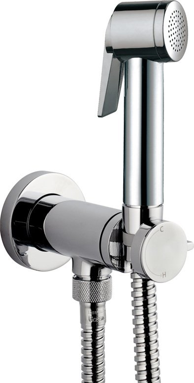 Гигиенический душ Bossini Paloma Flat Mixer Set E37011B, со смесителем, С ВНУТРЕННЕЙ ЧАСТЬЮ