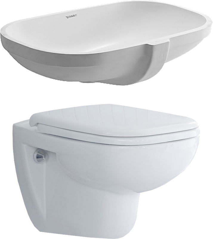 Комплект 2 в 1 Унитаз подвесной Duravit D-code 45700900A1 + Раковина 0338490000 встраиваемая