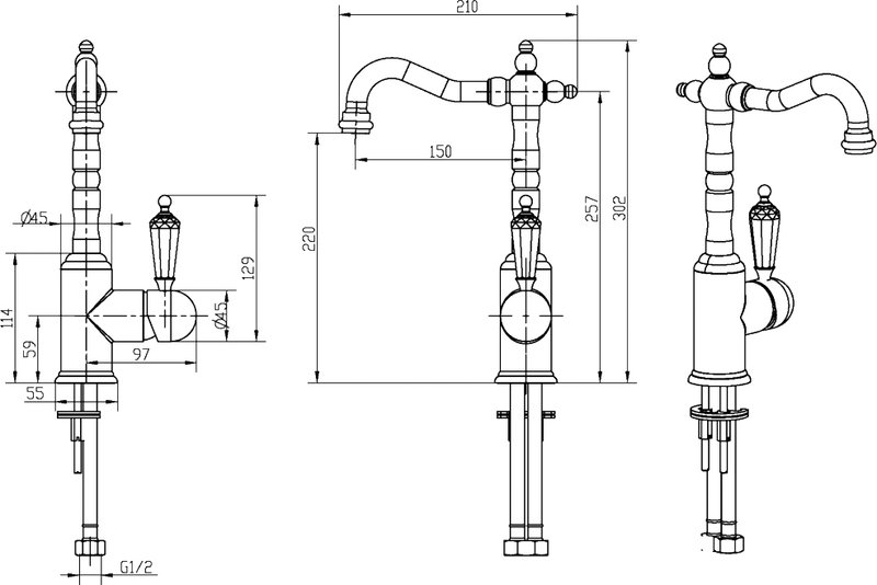 Смеситель для раковины Boheme Brillante Ripresa 342