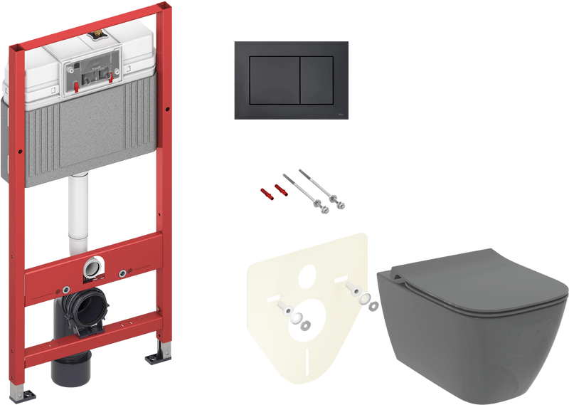 Комплект  Унитаз подвесной Ideal Standard I Life B T533058 безободковый, с микролифтом, технология RimLS+, серый + Система инсталляции для унитазов TE
