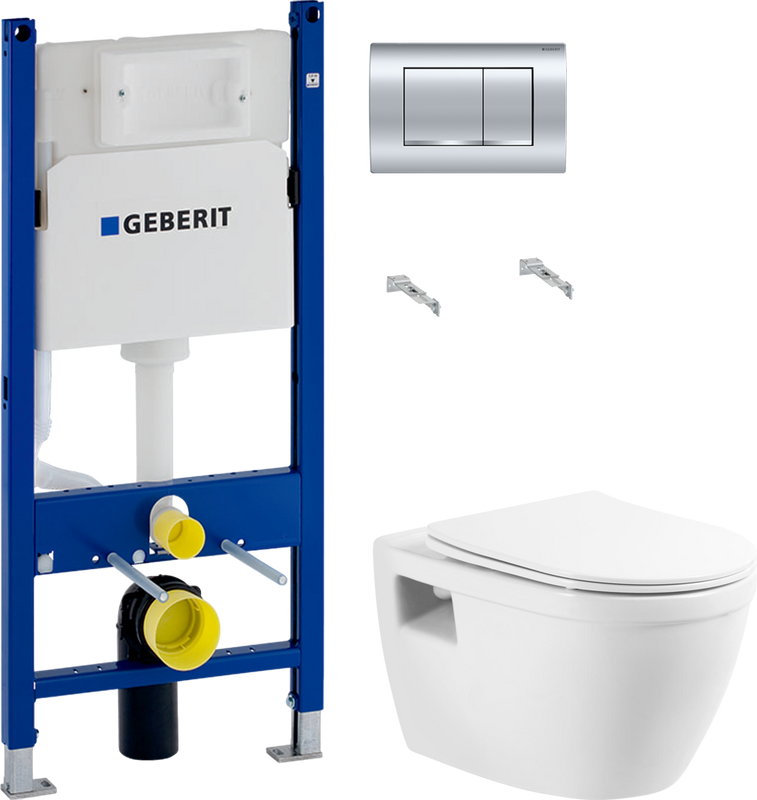 Комплект 2 в 1 Унитаз подвесной BelBagno Loto BB070CHR/SC + Инсталляция с кнопкой Geberit Duofix Delta 458.163.21.1