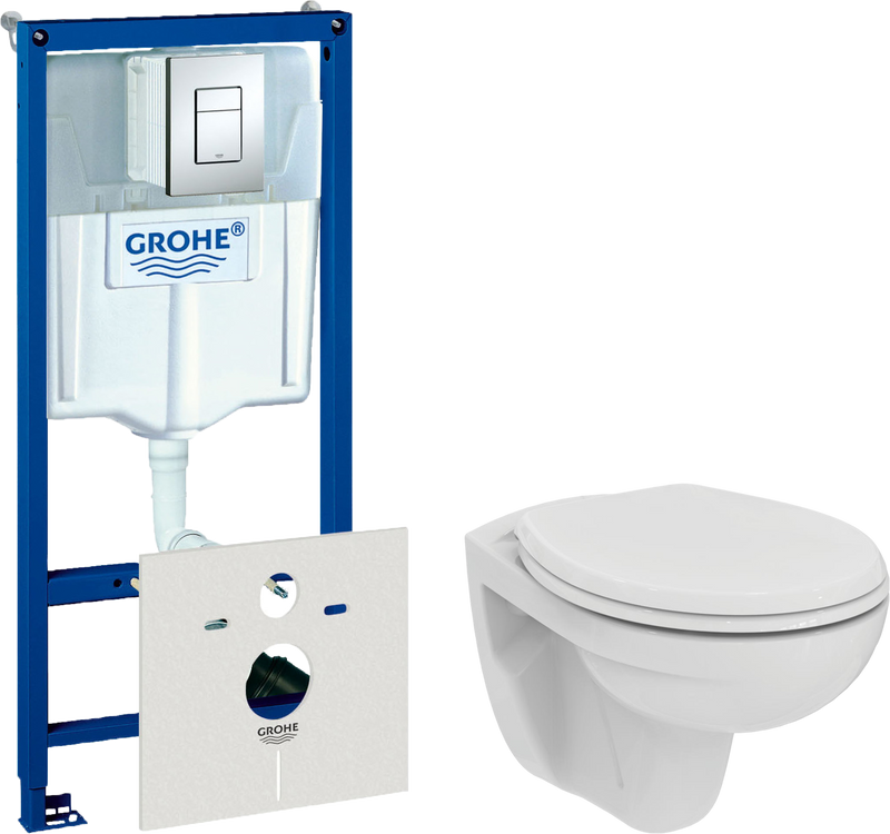 Комплект  Унитаз подвесной Ideal Standard Eurovit K881201 безободковый + Система инсталляции для унитазов Grohe Rapid SL 38772001, 3 в 1 с кнопкой смы