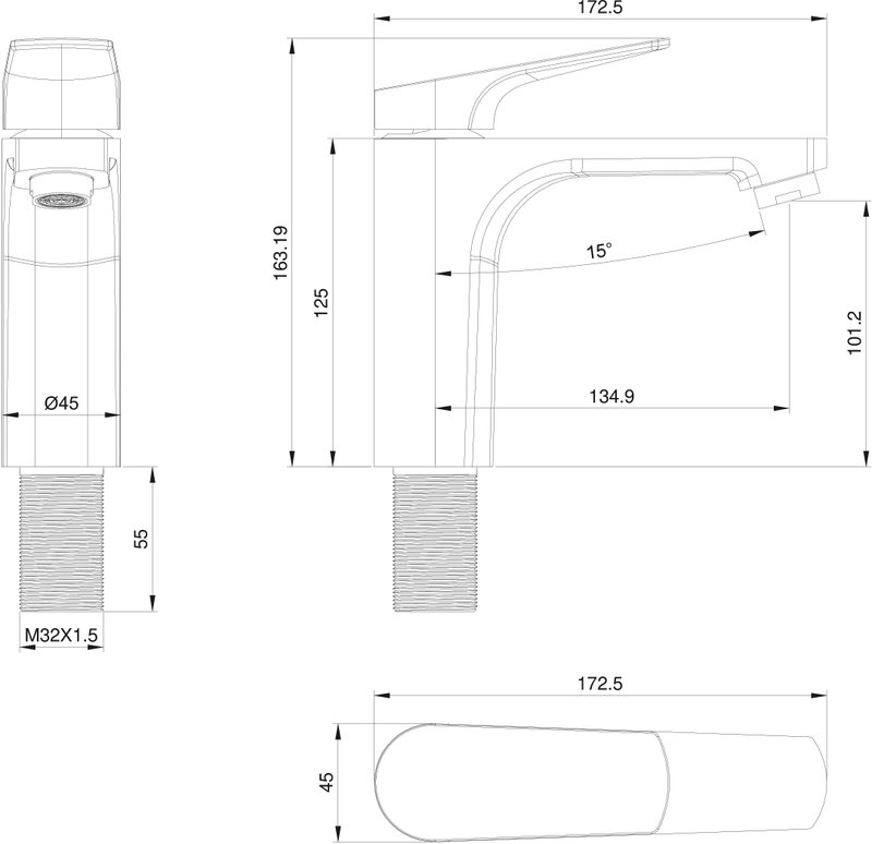 Смеситель для раковины Wonzon & Woghand WW-A40492-CR, хром