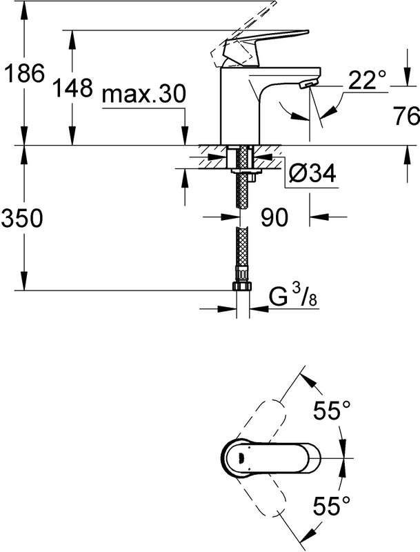 Смеситель для раковины Grohe Eurosmart Cosmopolitan 32824000