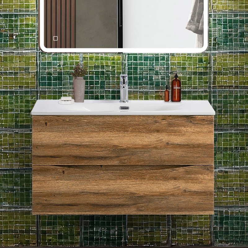 Тумба под раковину без столешницы BelBagno Marino-cer-n 90 подвесная, rovere rustico