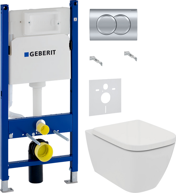 Комплект 4 в 1 Унитаз подвесной Ideal Standard I Life B T461401 безободковый, euro white + Крышка T468301 с микролифтом, euro white + Инсталляция с кнопкой Geberit Duofix Delta 458.149.21.1 + Звукоизоляция 156.050.00.1