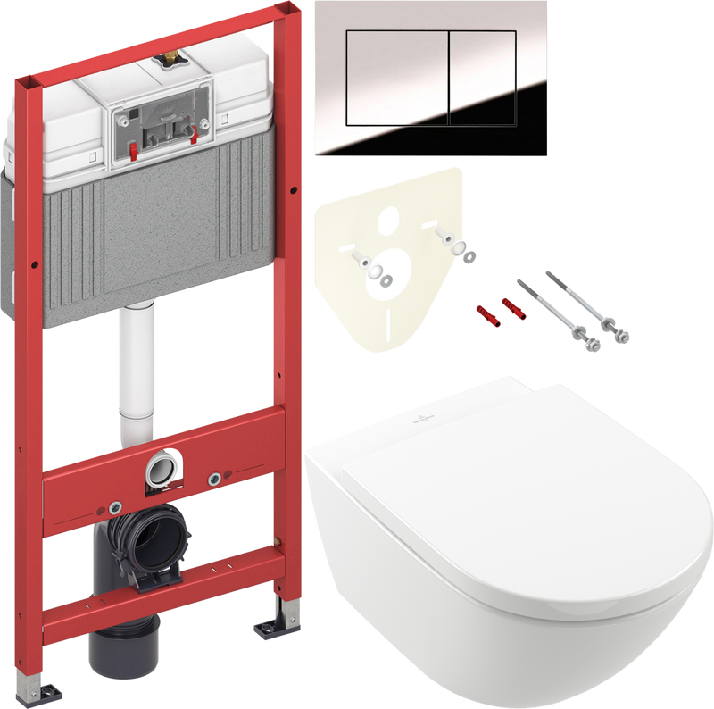 Комплект 2 в 1 Унитаз подвесной Villeroy & Boch Subway 3.0 4670TS01 + Инсталляция с кнопкой TECE Now 9400412