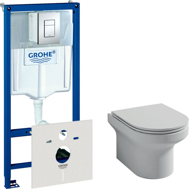 Комплект 2 в 1 Унитаз подвесной Jacob Delafon Elite EDX114RU-00 + Инсталляция с кнопкой Grohe Rapid SL 38775001H