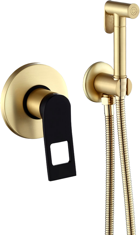 Гигиенический душ Bronze de Luxe Element EL28GB, С ВНУТРЕННЕЙ ЧАСТЬЮ, со смесителем, золото, черный