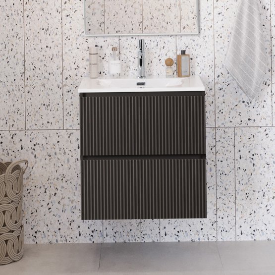 Тумба под раковину без столешницы BelBagno Uno 70 подвесная, 2 ящика, матовая темно-серая