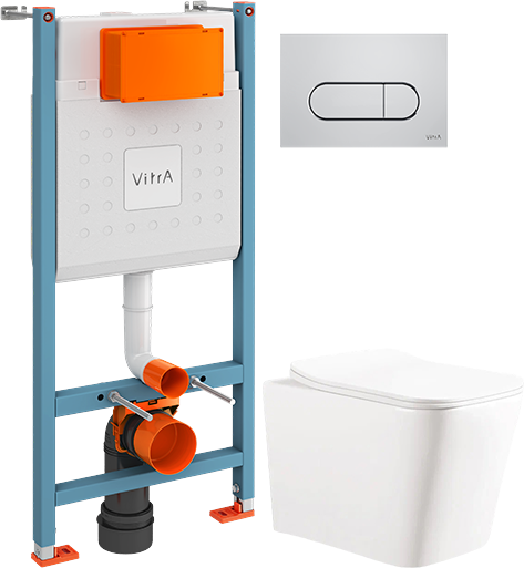 Комплект 2 в 1 Унитаз подвесной Ceruttispa Maiella Aria UF CT10480 + Инсталляция с кнопкой VitrA V-Fix Core 732-5800-01