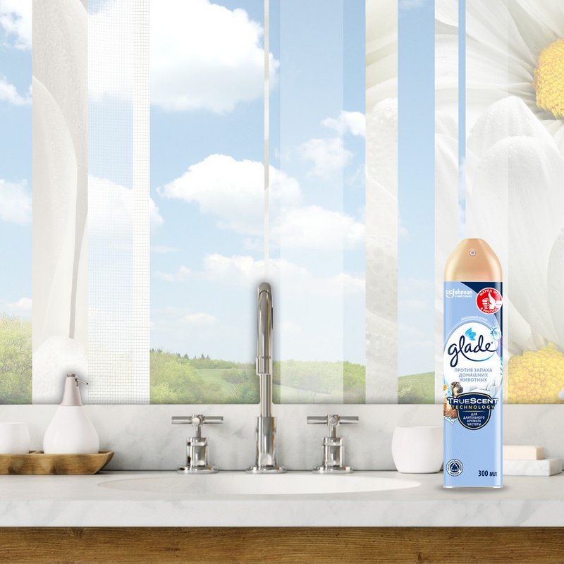 Освежитель воздуха Glade, аэрозоль, против запахов домашних животных