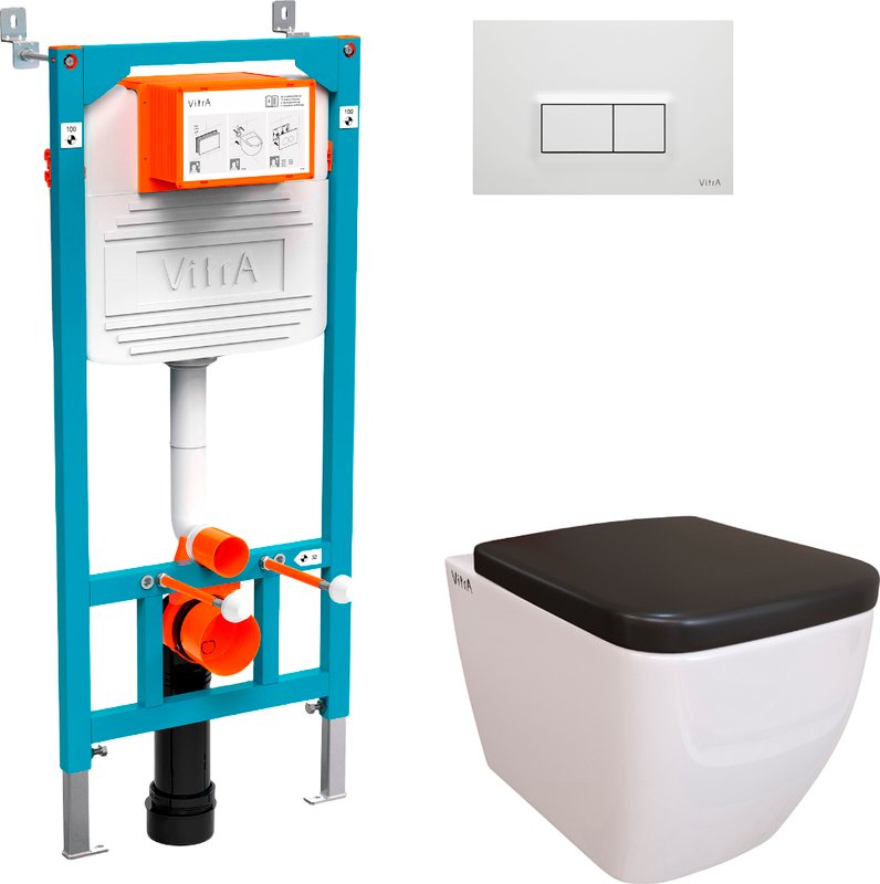 Комплект Унитаз подвесной Vitra Shift 7742B003-0075 с крышкой 91-083-009 + система инсталляции 800-2012 кнопка смыва белая