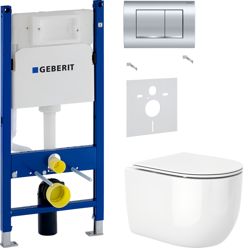 Комплект 3 в 1 Унитаз подвесной Ceruttispa Oglio Aria 8909 + Звукоизоляция Geberit 156.050.00.1 + Инсталляция с кнопкой Duofix Delta 458.163.21.1