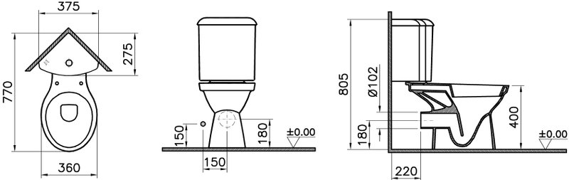Унитаз-компакт напольный Norm Wenkel 9854B099-7200