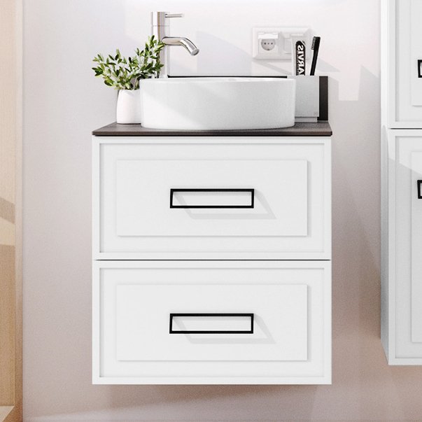Тумба под раковину со столешницей Itana Pino 60 подвесная, белая матовая