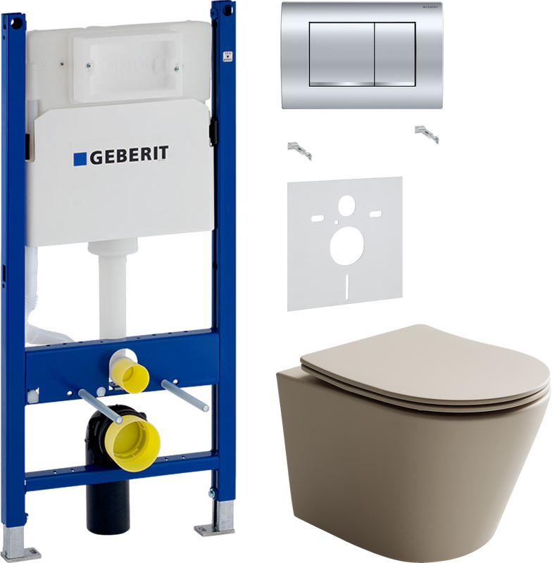 Комплект 3 в 1 Унитаз подвесной Ceramicanova Balearica Rimless CN6000MC + Звукоизоляция Geberit 156.050.00.1 + Инсталляция с кнопкой Duofix Delta 458.163.21.1