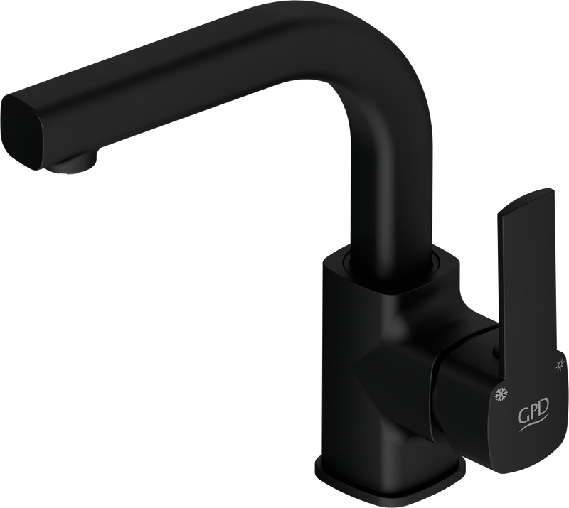 Смеситель для раковины GPD Pedra MTL160-S, черный матовый