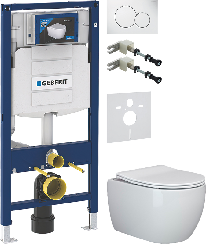 Комплект 5 в 1 Унитаз подвесной Ceramicanova Play CN3001 + Крепления Geberit Duofix 111.815.00.1 к стене + Звукоизоляция 156.050.00.1 + Инсталляция UP 320 111.300.00.5 + Кнопка Sigma 01 115.770.11.5