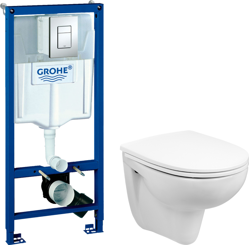 Комплект 2 в 1 Унитаз подвесной Wanfald Lauta 47302100005 + Инсталляция с кнопкой Grohe Rapid SL 38772001