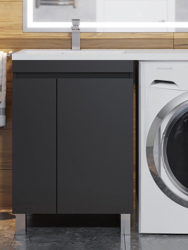 Тумба под раковину без столешницы Uperwood Magenta 60 под стиральную машину, напольная, с дверцами, черная