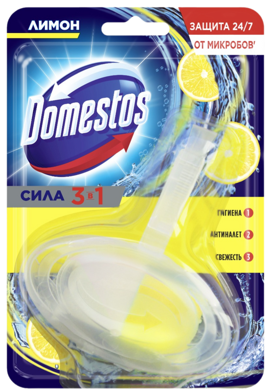 Туалетный блок для унитаза Domestos, лимон 40 г подвеска