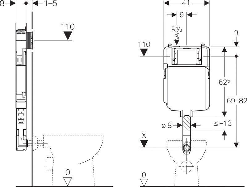 Смывной бачок скрытого монтажа Geberit Sigma 8 109.791.00.1