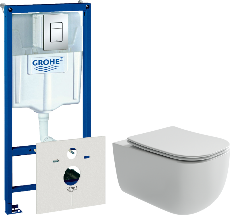 Комплект Унитаз подвесной Ceramicanova Noel CN3013 + Инсталляция Grohe Rapid SL 38772001 3 в 1 с кнопкой смыва + Шумоизоляция 37131000