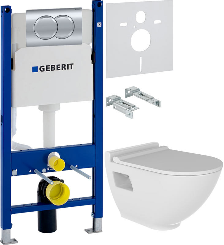Комплект 3 в 1 Унитаз подвесной Bien Harmony HRKA052N2VP1W5000 + Инсталляция с кнопкой Geberit Duofix Delta 458.149.21.1 + Звукоизоляция 156.050.00.1