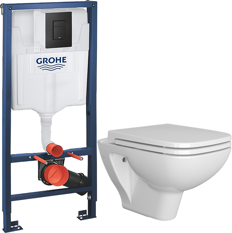 Комплект 2 в 1 Унитаз подвесной VitrA Berg 5507B003-6280 + Инсталляция с кнопкой Grohe Solido 38811KF0