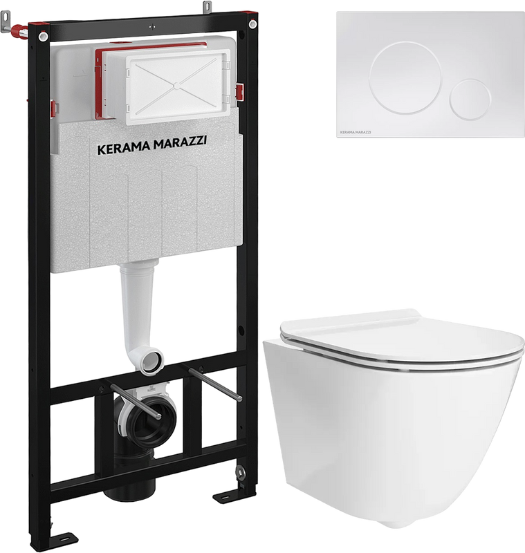 Комплект 3 в 1 Унитаз подвесной KERAMA MARAZZI Sfera SF.wc.02 + Инсталляция INST.A.WC + Кнопка FPR.A.WHT