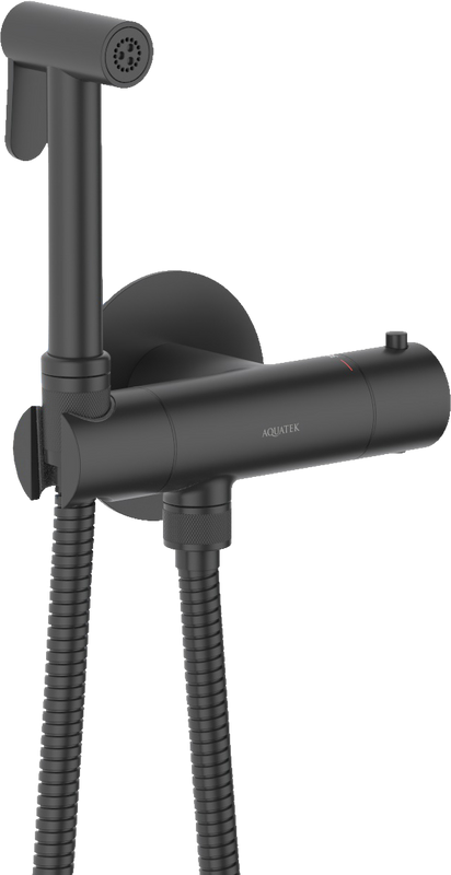 Гигиенический душ AQUATEK Оберон AQ1027MB, со смесителем, С ВНУТРЕННЕЙ ЧАСТЬЮ, матовый черный