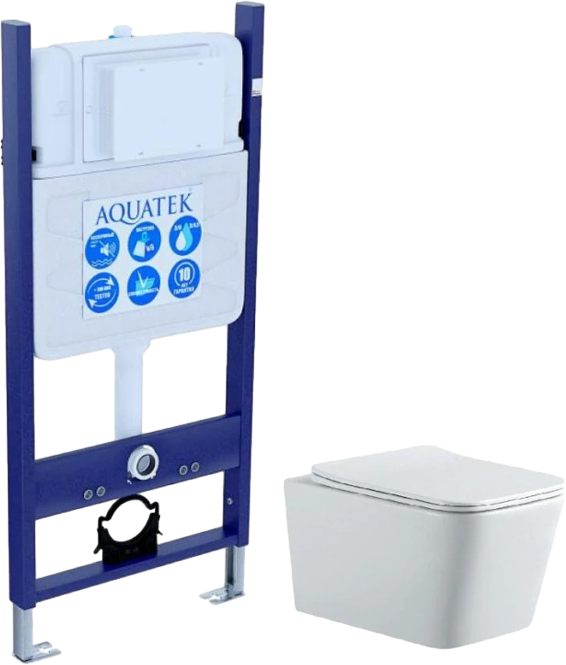 Комплект Унитаз подвесной AQUATEK Либра New AQ0530N-00 безободковый, с микролифтом + Инсталляция Eco Standard INS-0000014