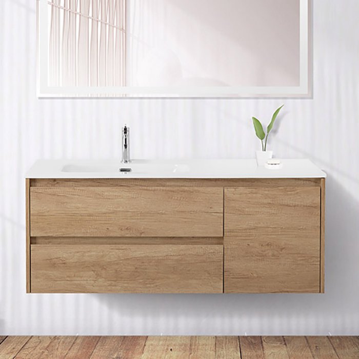 Тумба под раковину без столешницы BelBagno Kraft 120 L, 2 ящика, дверца, rovere nebrasca nature